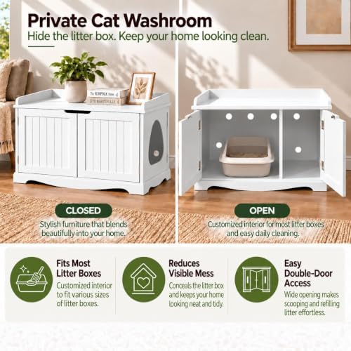 Yaheetech Hidden Cat Litter Box Enclosure Furniture - Image 4