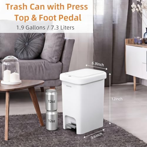 MOPALL 1.9 Gallon Small Bathroom Trash Can - Image 2
