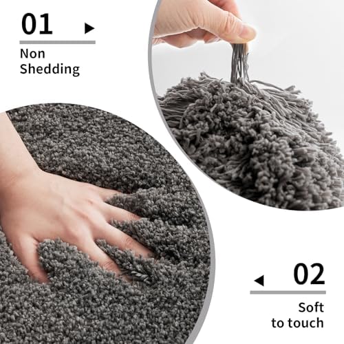 Disolla Dark Grey Bathroom Rugs 20x32, Non-Slip Plush Thick Bath Mat - Image 4