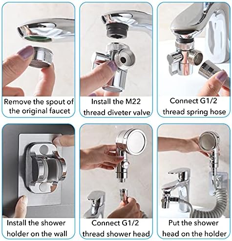 Sink Handheld Shower Kit with 9.8ft Telescopic Hose, Kitchen Bathroom Faucet - Image 5