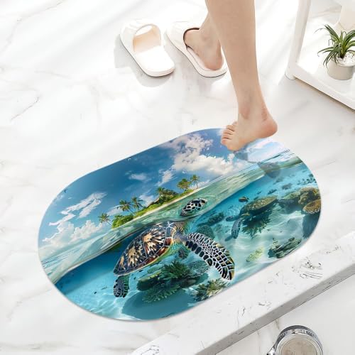Tropical Turtle-SS Super Absorbent Quick-Drying Bathroom Mat Rug, Rubber - Image 6