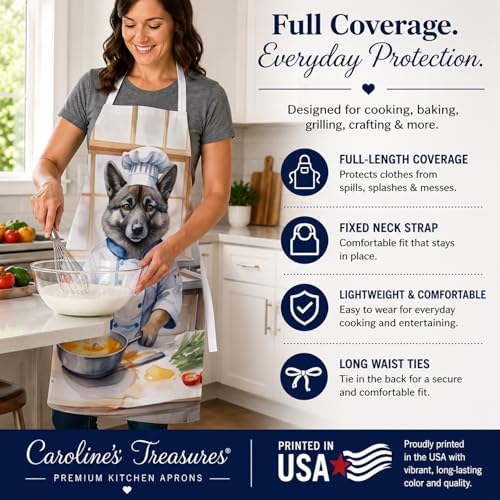 Caroline's Treasures Norwegian Elkhound The Chef Apron Cooking Kitchen Server - Image 4