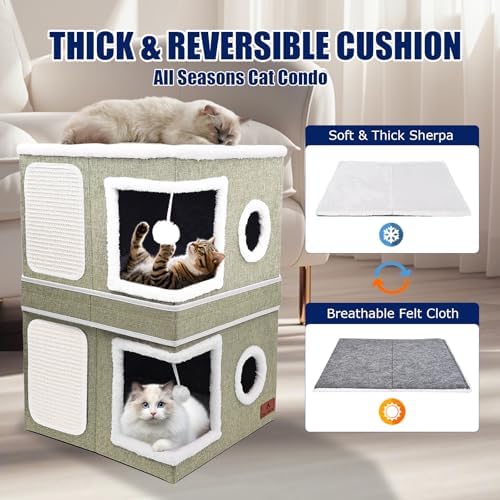 2-Story Cat House for Indoor Cats, Dual-Purpose Cave Bed - Image 6