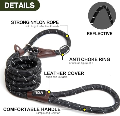Fida Durable Slip Lead Dog Leash, 6 FT x 3/8" Dog Training Leash - Image 6