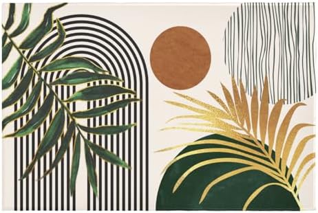 Giwawa Boho Leaves Bath Rug Mid Century Bathtub Mat Soft Absorbent Non Slip by Giwawa