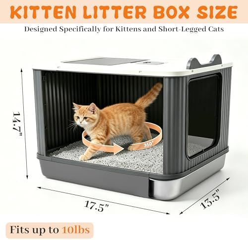 Stainless Steel Cat Litter Box Enclosed, Dual Entry, Pull-Out Tray - Image 2
