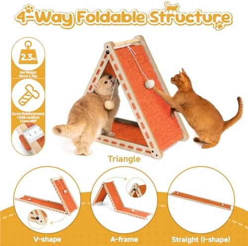 Felt Cat Scratcher for Indoor Cats, Foldable Triangle - Image 3