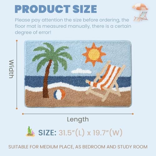 Cute Ocean Bath Rug Super Absorbent Non Slip Modern Bathroom Mat Machine - Image 2