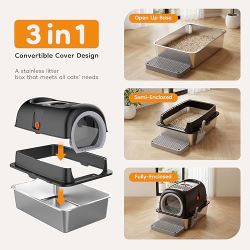 Enclosed Cat Litter Box, Stainless Steel Litter Box - Image 4