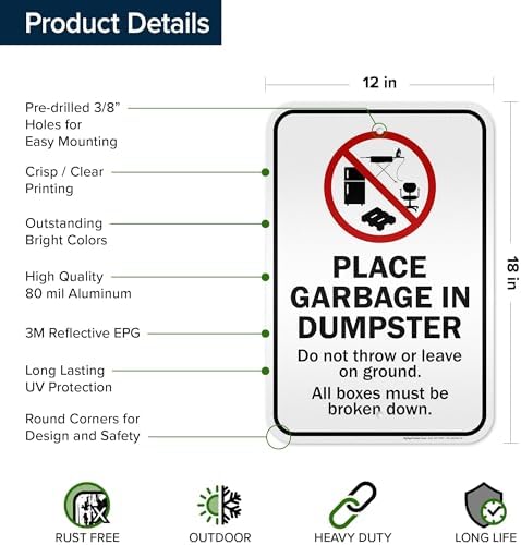 Place Garbage Inside Dumpster Do Not Throw Or Leave On Ground All Boxes - Image 6