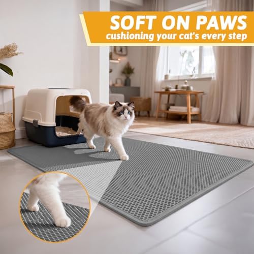 Pieviev Cat Litter Box Mat, Double-Layer Urineproof Design - Image 4