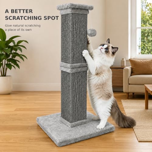 Vertical Cat Scratching Post for Indoor Cats, Sisal Scratch Tower - Image 3