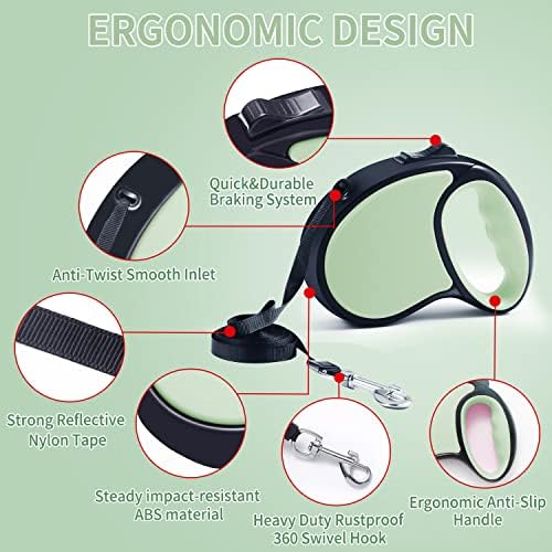 Retractable Dog Leash 16Ft/5M for Small Medium Dogs, Light Green - Image 4