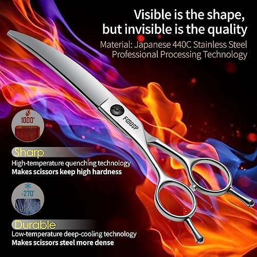 Professional Left Handed Curved Dog Grooming Scissors - Image 3