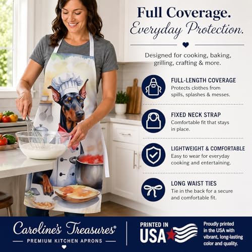 Caroline's Treasures Doberman Pinscher The Chef Apron Cooking Kitchen Server - Image 4