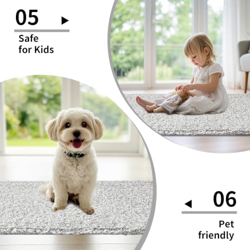 Disolla Grey & White Bathroom Rugs 17x24, Non-Slip Plush Small Bath Mat - Image 6