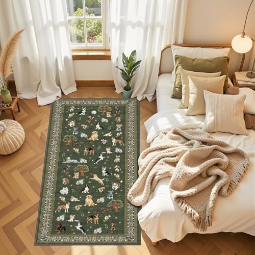 Dark Green Hallway Runner Rug 2x4 - Image 4