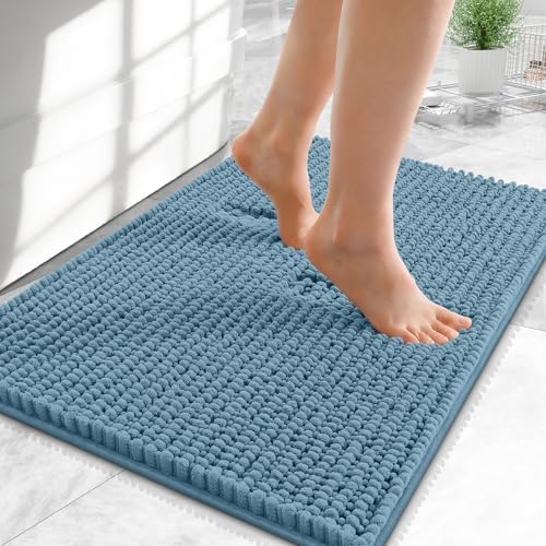 OLANLY Thick Chenille Small Bathroom Rugs Mats 24x16, Airy Blue by OLANLY