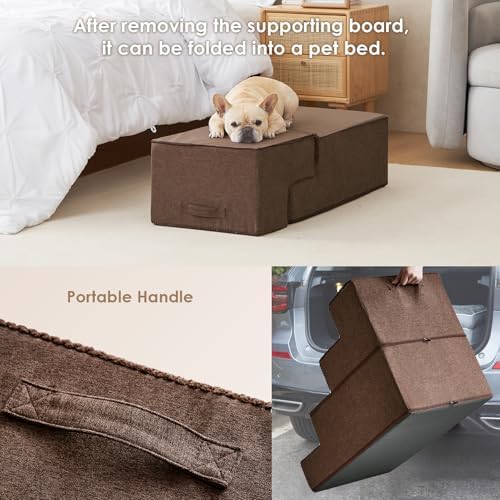 EHEYCIGA Dog Stairs for Bed 20" H, 4-Step Extra Wide Dog Steps - Image 6