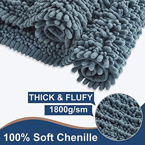 Luxury Chenille Dusty Blue Bathroom Rugs Sets 2 Piece, Thickened Hot Melt - Image 3