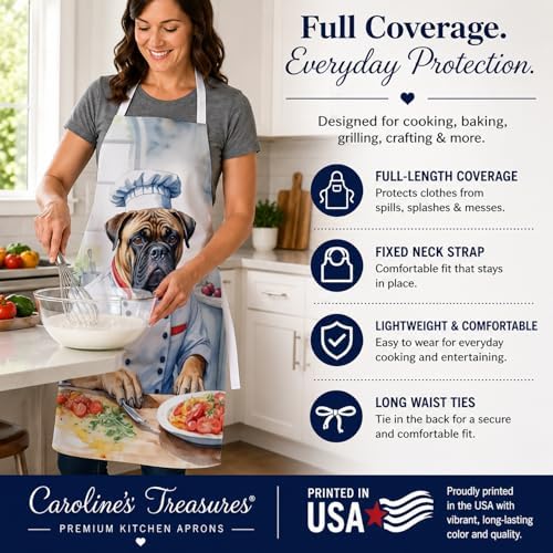 Caroline's Treasures Bullmastiff The Chef Apron Cooking Kitchen Server Baking - Image 4