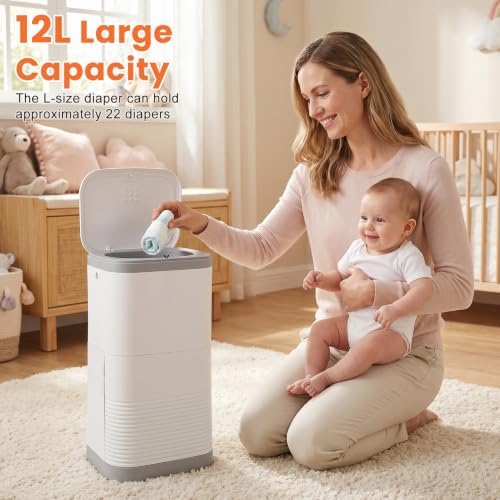 Diaper Pail, 3.17 Gal Large Capacity Odor-Locking Diaper Trash Can - Image 4