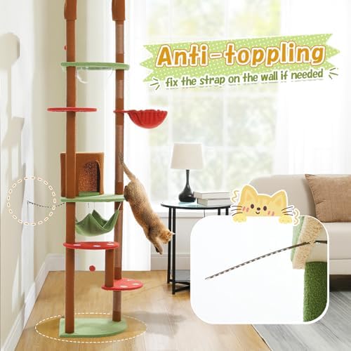 PEQULTI Floor to Ceiling Cat Tree, 92.9-101.6in Adjustable Cat Tower - Image 5