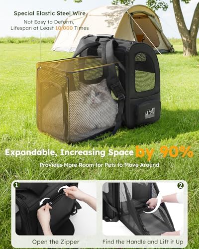 pecute Cat Backpack Expandable, Cat Carrier Backpack Acrylic Window - Image 2