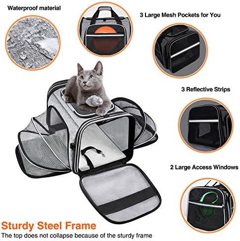 TSA Airline Approved Soft Sided Pet Carrier Top Loading 4 Side Expandable Large - Image 4