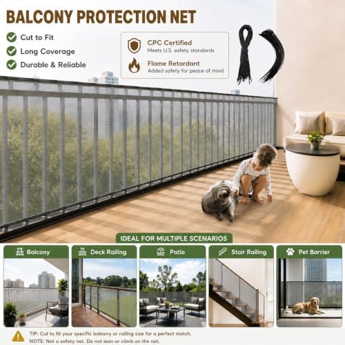 Hosuly Banister Guard Balcony Netting, 18 x 3 ft, 1 Set - Image 2