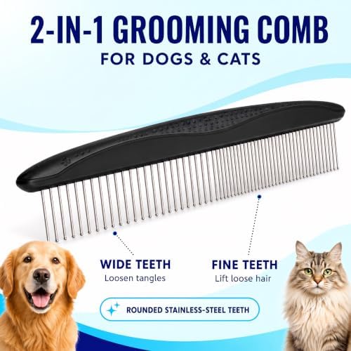 Pat Your Pet Deshedding Brush & Metal Comb Grooming Combo - Image 2