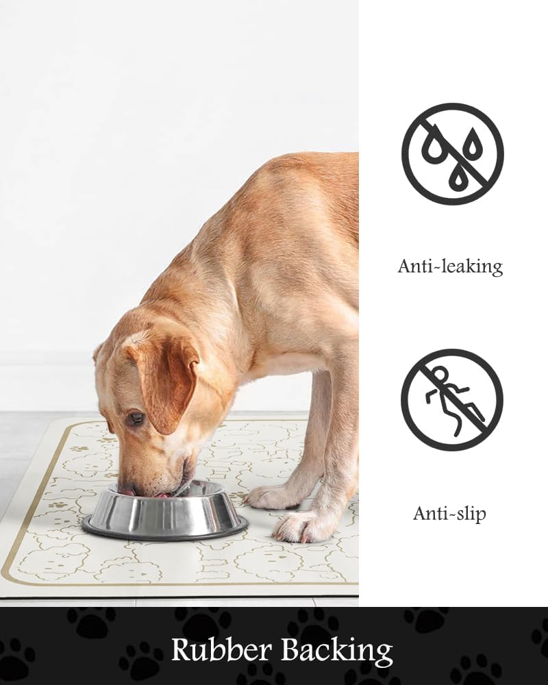 Pet Feeding Mat-Absorbent Dog Mat for Food and Water Bowl-No Stains Quick Dry Water Dispenser Mat-Dog Accessories Pet Supplies-Bowl for Messy Drinkers（FRAMEDOGS,16"x24"