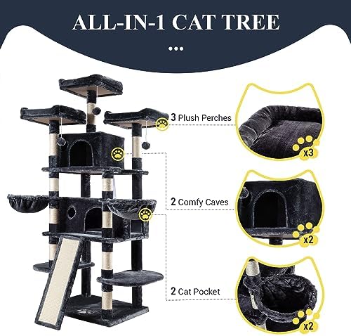 Allewie 68 Inches Cat Tree/House and Towers - Image 5