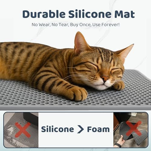 Silicone Cat Litter Mat 24x15" Double Layer Honeycomb Non-Slip - Image 6