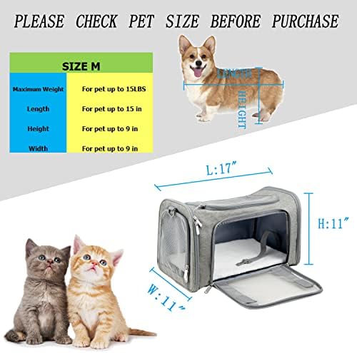Soft Sided Carrier for Small Medium Cats Dogs, TSA Airline Approved Collapsible - Image 4