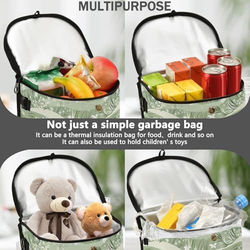 Car Trash Can Sage Florals Green Car Garbage Bag - Image 2