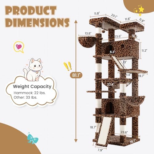SHA CERLIN 81in Multi-Level Tall Cat Tree Tower - Image 2
