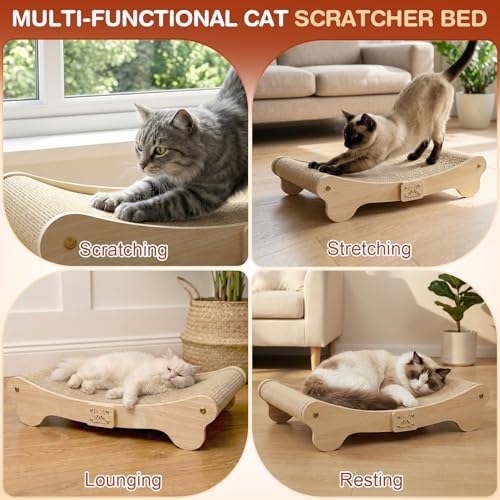 NOCOEX Sisal Cat Scratcher Bed: Wood Scratch Board Hammock - Image 4
