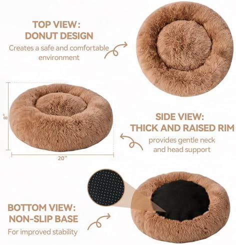 Medium Dog Bed, Washable Plush Donut Dog Bed, 28 Inch - Image 3