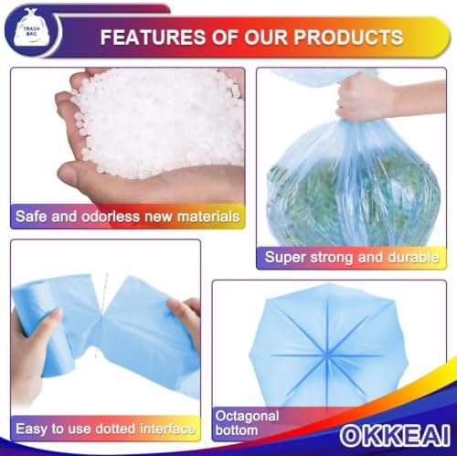 OKKEAI 8 Gallon Kitchen Trash Bags, 30L Blue Garbage Bags - Image 3