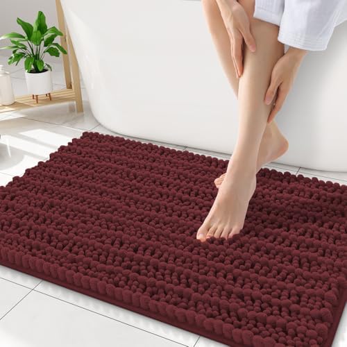 Smiry Bathroom Rugs 34X21, Extra Soft Rubber Backing Chenille Bath Mats by Smiry