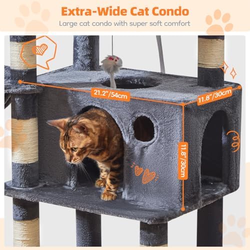 Taoqimiao Large Cat Tree, 73 in Tall Cat Tower - Image 3