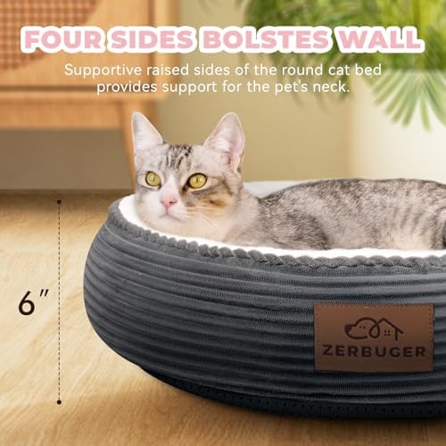 Zerbuger 20in Dark Grey Round Dog Bed Sofa - Image 4