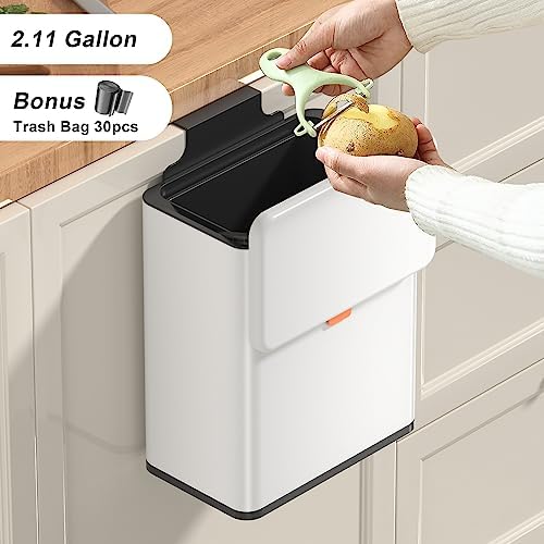 Mbillion 2.1 Gal White Hanging Stainless Steel Compost Bin - Image 2