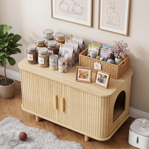 Fluted Cat Litter Box Enclosure Furniture - Image 5