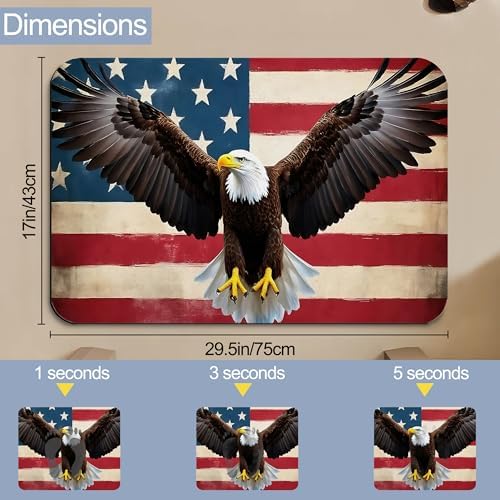 American Flag Bathroom Rugs, Non Slip Quick Dry Bald Eagle Bath Mats - Image 2