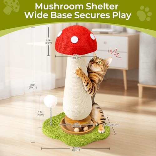 Cat Scratching Post, Mushroom Cat Scratcher - Image 2