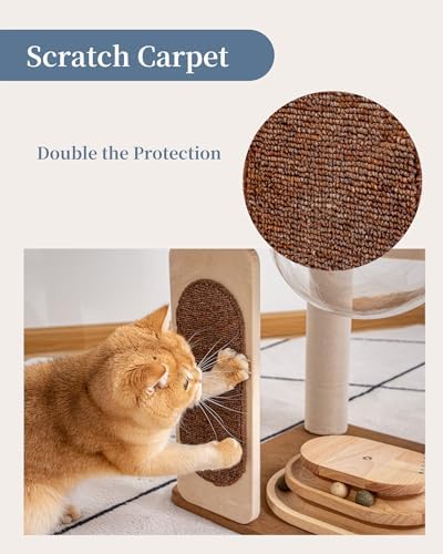 31.8" Cat Tree Tower, Acrylic Bowl, Woven Bed & Sisal Board - Image 5