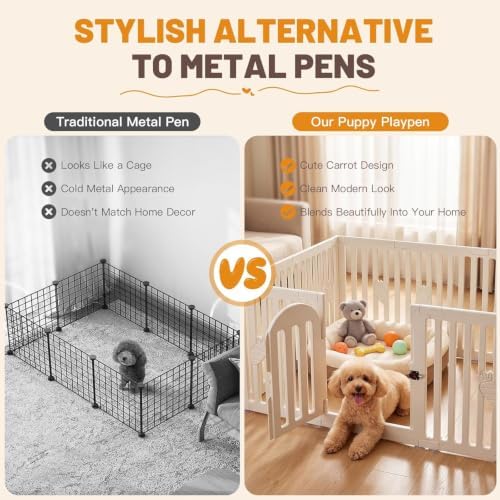 Dog Playpen Indoor with Door, 12-Panel 25.6" Tall Dog Play Pen, Easy-Assembly - Image 3