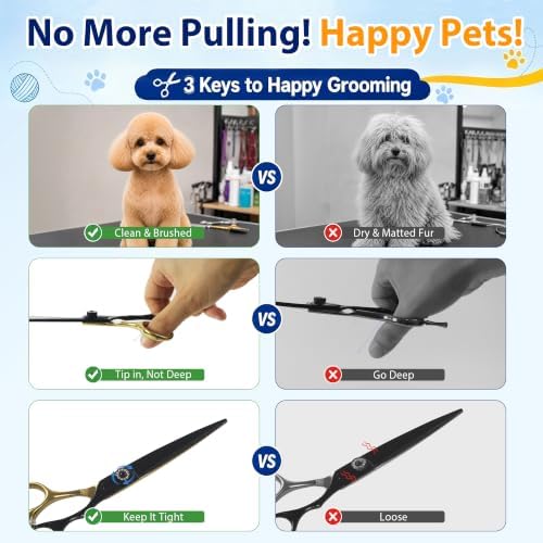 7" Dog Grooming Straight Shears, Professional Dog Scissors - Image 7